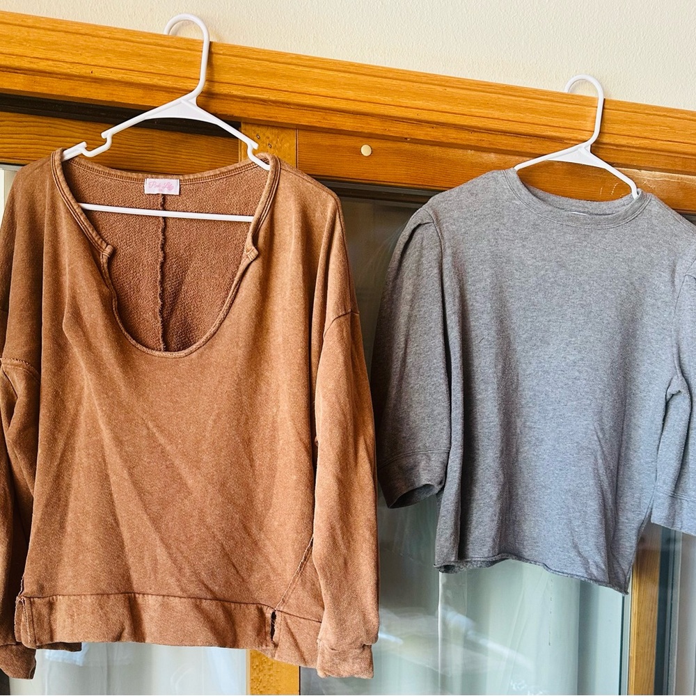 Set of 2 ribbed knit tops
